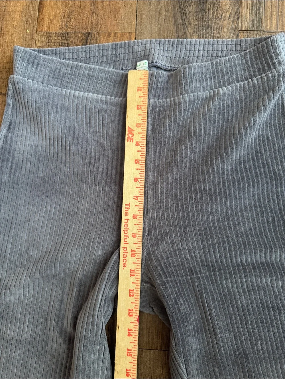 Aerie grey ribbed corduroy flare pants with an elastic waist,